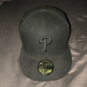 Phillies All Black Fitted Cap